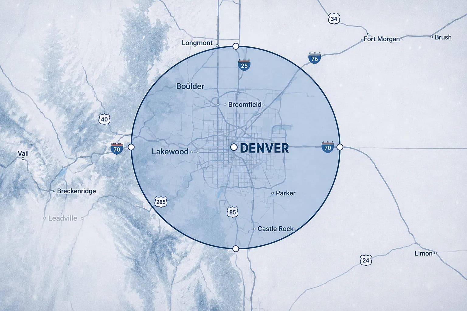 Denver metro commercial snow removal service radius map
